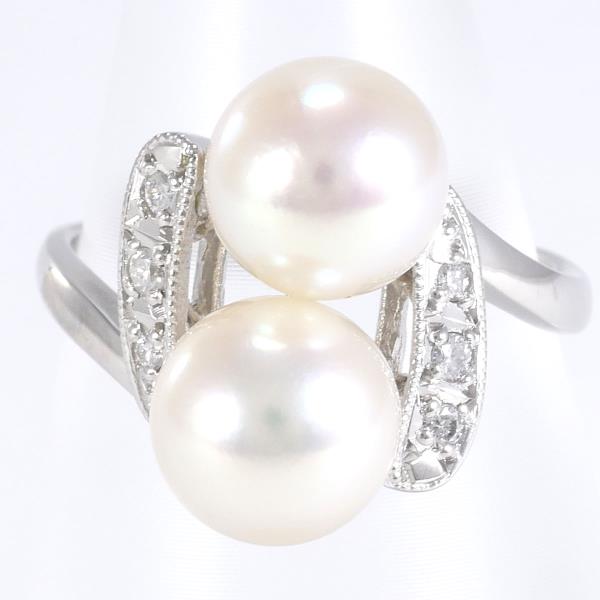 PT850 Platinum Pearl Ring 9.5 in Excellent Condition