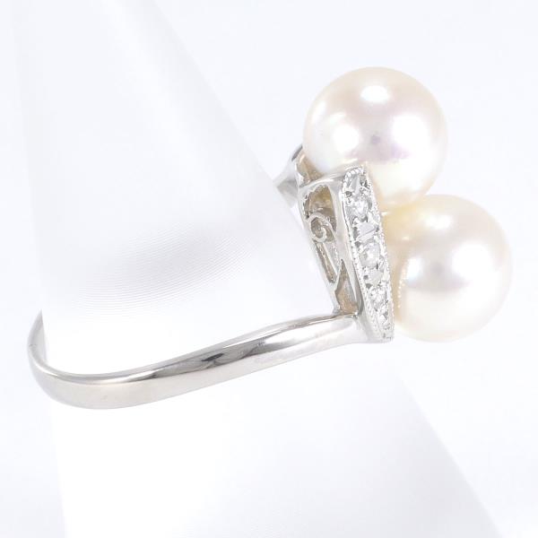 PT850 Platinum Pearl Ring 9.5 in Excellent Condition