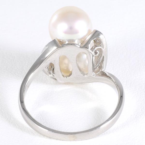 PT850 Platinum Pearl Ring 9.5 in Excellent Condition