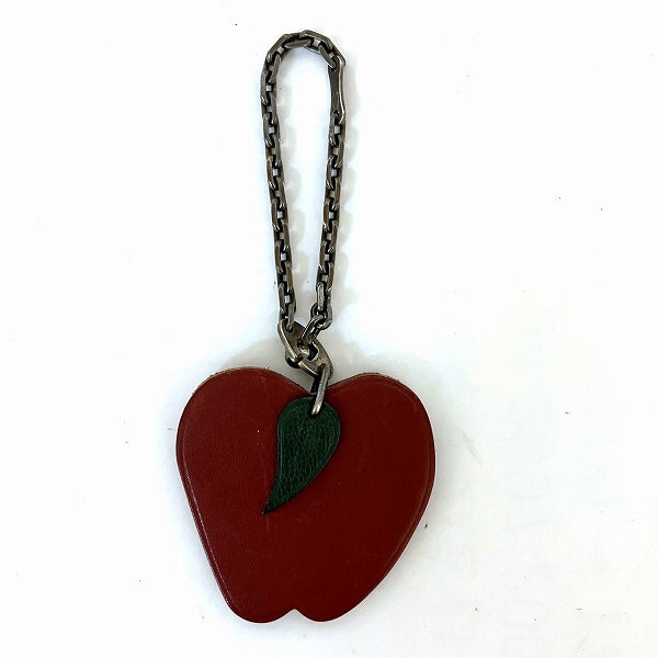 Hermes Leather Apple Keychain Charm in Good Condition