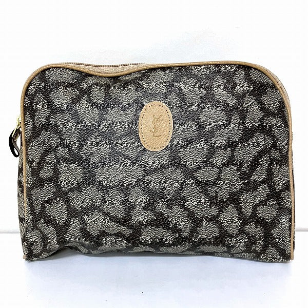 Yves Saint Laurent Giraffe Pattern PVC Pouch in Good Condition