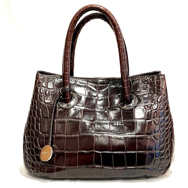 Furla Croc-Embossed Leather Tote Handbag in Good Condition