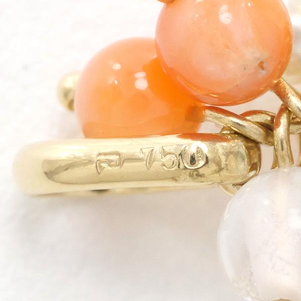 Pola K18YG Pendant Top Coral Quartz Pearl Jewelry in Excellent Condition