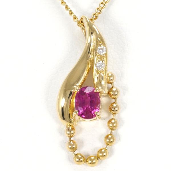 K18 Yellow Gold Ruby Necklace in Pristine Condition