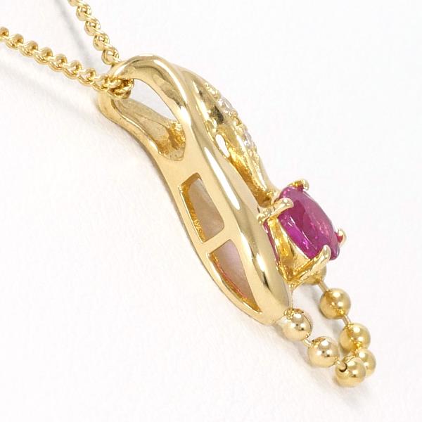 K18 Yellow Gold Ruby Necklace in Pristine Condition