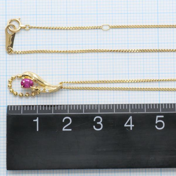 K18 Yellow Gold Ruby Necklace in Pristine Condition