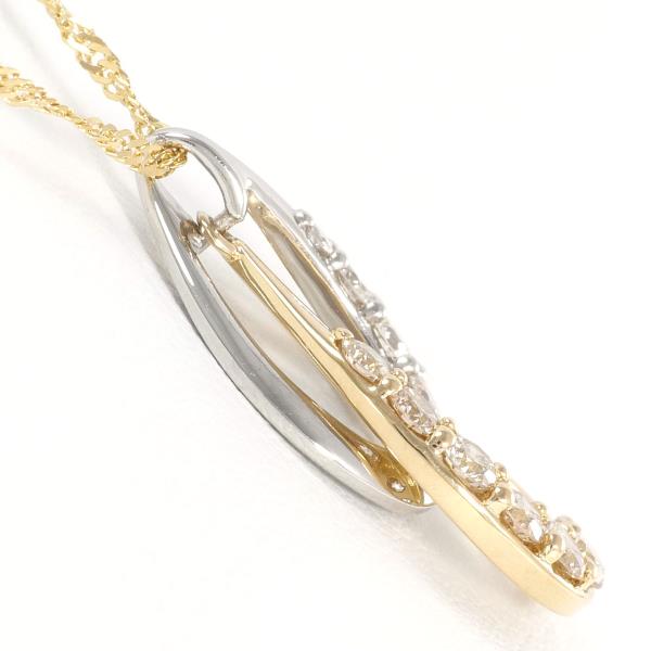 Women's Platinum and 18K Yellow Gold Necklace with 0.5 ct Diamond, Total Weight Approximately 3.2g, About 40cm Long