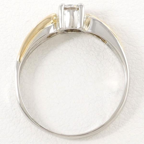Design 1P D0.17ct Ring with Platinum PT900/K18 18K Yellow Gold, Size 6, Ladies 【Used】