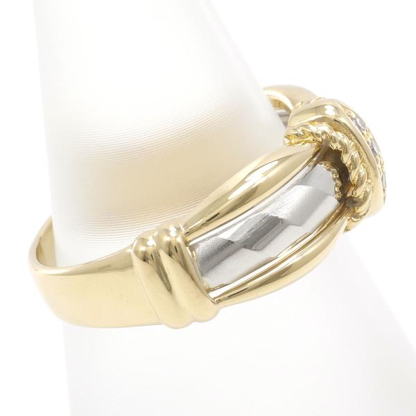 Platinum PT900/K18 Yellow Gold Diamond Ring, Silver Design, Size 11 for Women