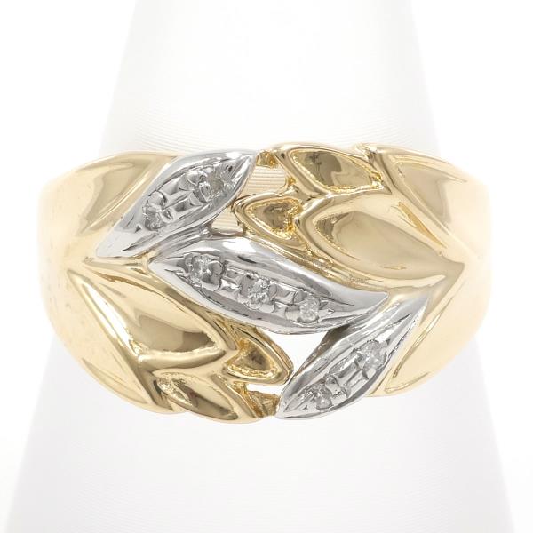 Leap Motif Ring in Platinum PT900/K18 Yellow Gold with Diamond, Size 11 for Women in Excellent Condition