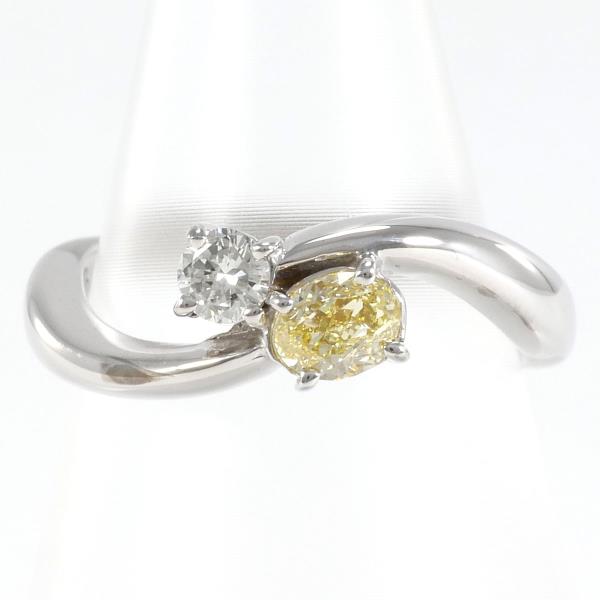 K18 White Gold Ring Yellow Diamond 0.358ct in Excellent Condition