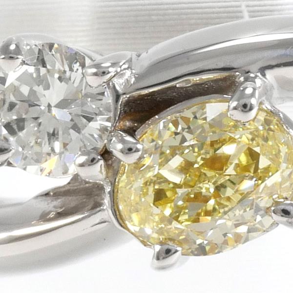 K18 White Gold Ring Yellow Diamond 0.358ct in Excellent Condition