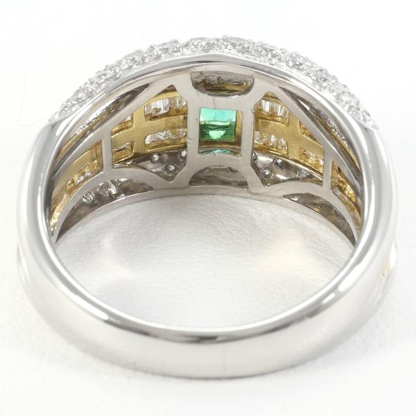 PT900 Platinum K18YG Emerald Diamond Ring in Excellent Condition