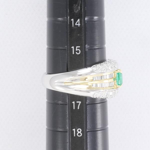 PT900 Platinum K18YG Emerald Diamond Ring in Excellent Condition