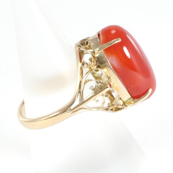 Pre-Owned Ladies' Red Coral Ring, Size 11.5 in K18 Yellow-Gold 100302050a701333