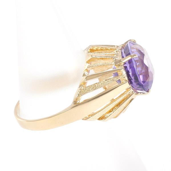 K18 Yellow Gold Ring with Amethyst, Purple, Size 7.5 for Women