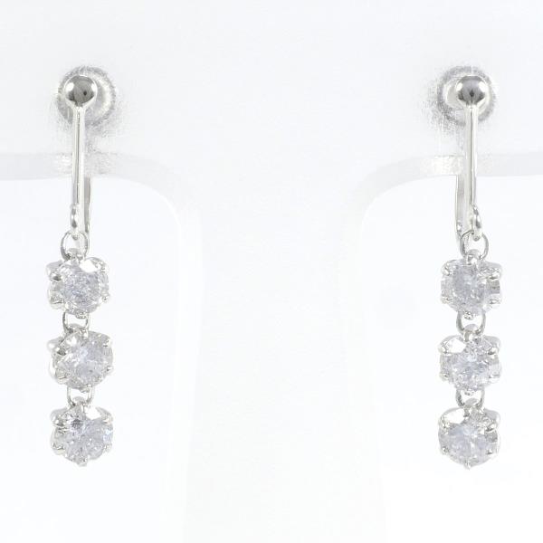 PT900 Platinum Diamond Earrings 0.5×2 1.7g in Excellent Condition