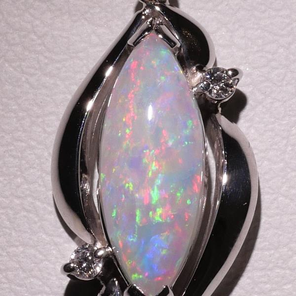 PT850 Platinum Necklace with Opal and Diamond 0.05ct, Length 40cm, Weight 6.8g (Unique, Used Women's Jewelry)