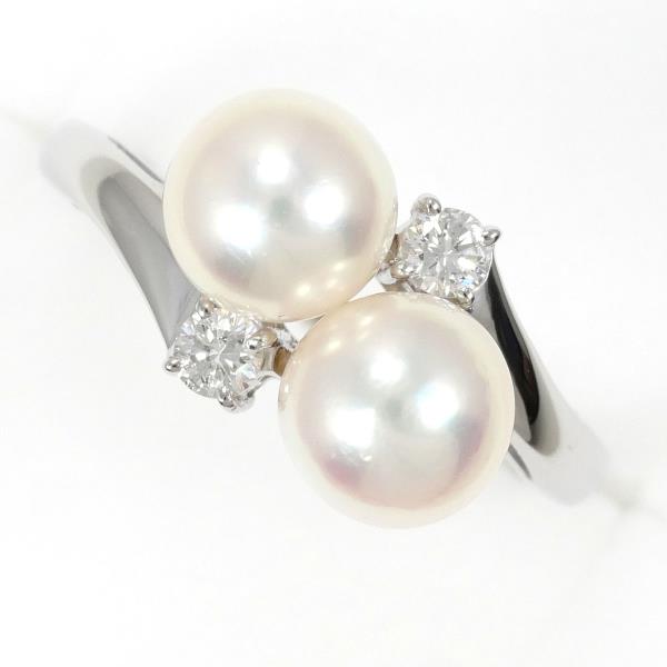 PT950 Platinum Pearl Ring with Diamond