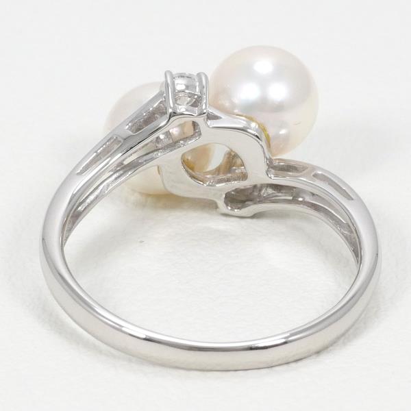 PT950 Platinum Pearl Ring with Diamond in Excellent Condition