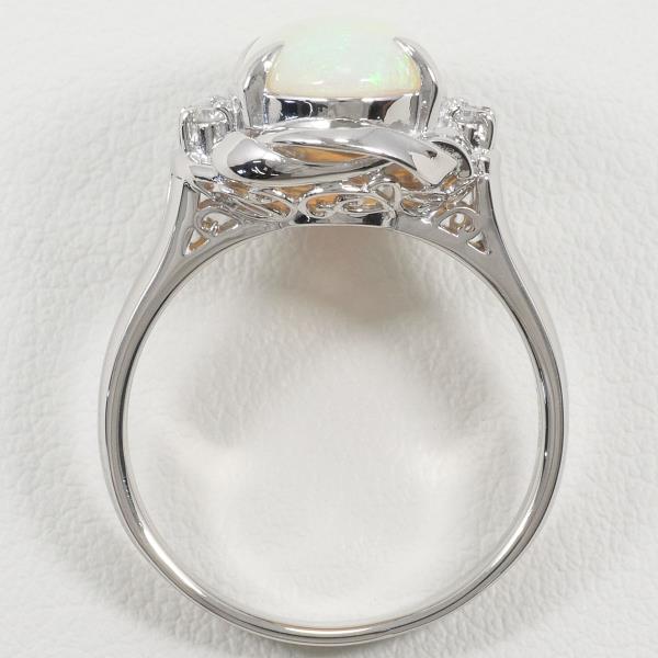 PT900 Platinum Ring with Opal (3.49ct) and Diamond (0.12ct), Size 18, Weighing Approx. 8.9g (Pre-loved)