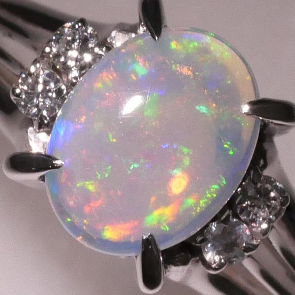 PT900 Platinum Opal Diamond Ring in Excellent Condition