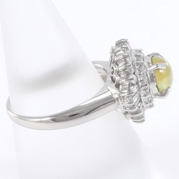 PT900 Platinum Ring 14 Chrysoberyl Cat's Eye 1.29 Diamond 0.96 in Great Condition