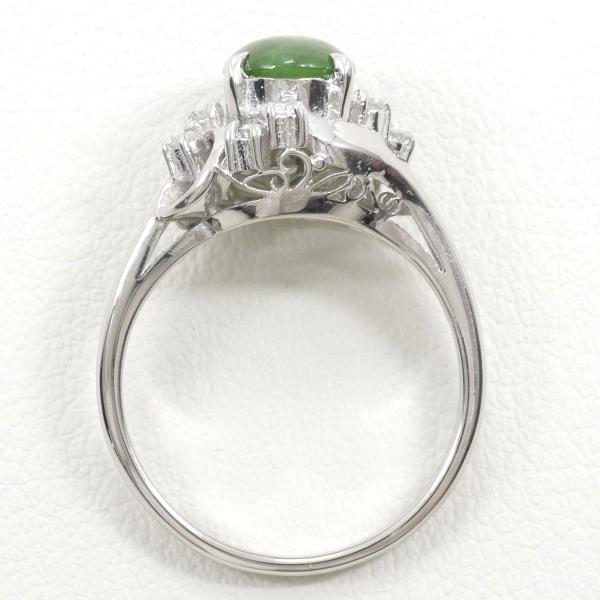 Nephrite Diamond 0.17ct Ring, Size 11 in PM Platinum 900, Women's Silver Preloved