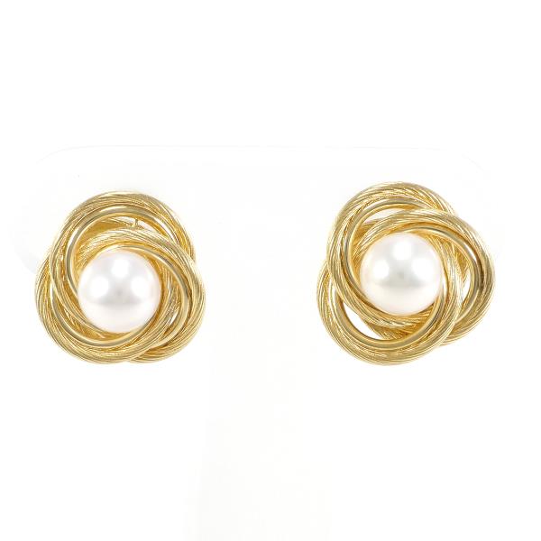 K18 Yellow Gold Pearl Earrings in Excellent Condition