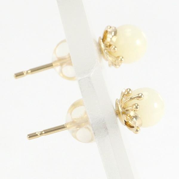 K18 Yellow Gold Earrings with Natural Stone, 0.6g in Excellent Condition