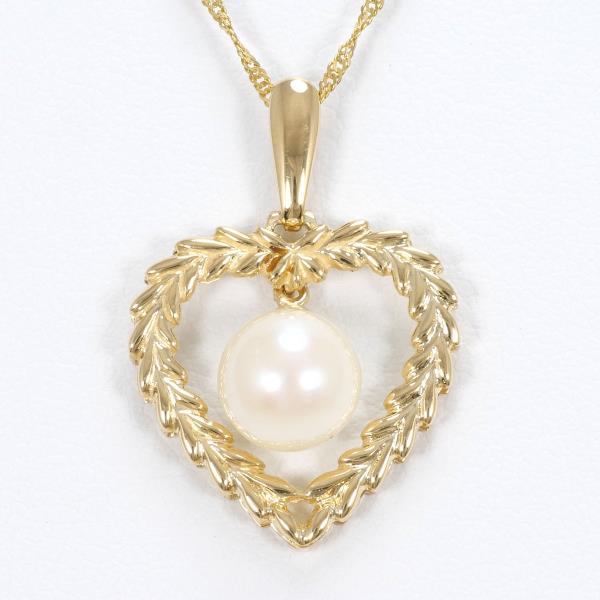 K18 Yellow Gold Pearl Necklace in Excellent Condition