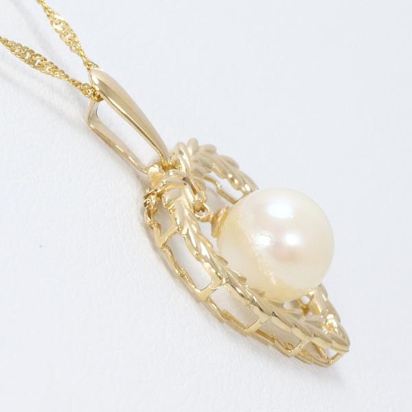 K18 Yellow Gold Pearl Necklace in Excellent Condition