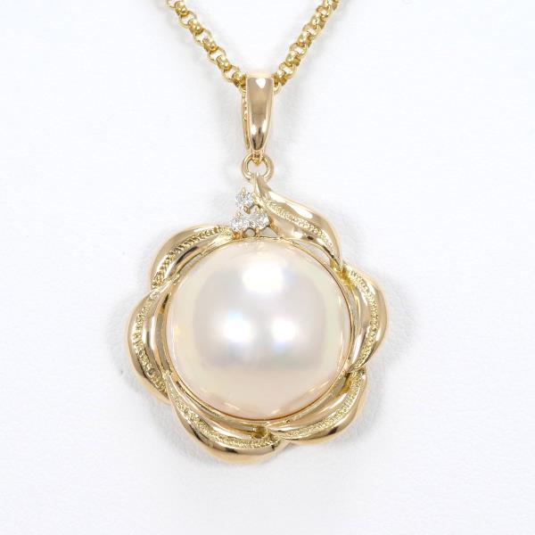 K18 Yellow Gold Mabe Pearl Necklace in Great Condition