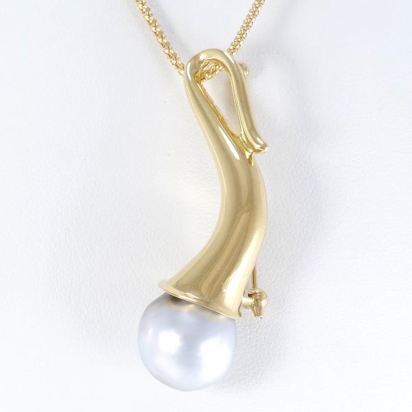 K18 Yellow Gold Pearl Necklace Brooch