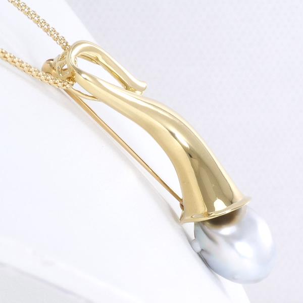 K18 Yellow Gold Pearl Necklace Brooch