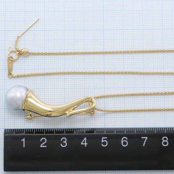 K18 Yellow Gold Pearl Necklace Brooch