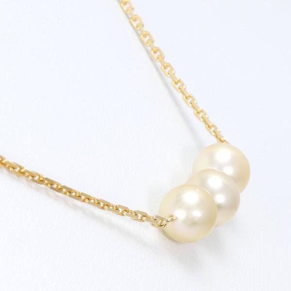 K18 Yellow Gold Necklace with Pearls, Length 36cm, Weight 5.2g (Elegant, Used Women's Accessory)