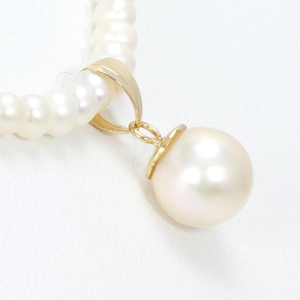 K18 Yellow Gold Necklace with Pearl, Women's - White