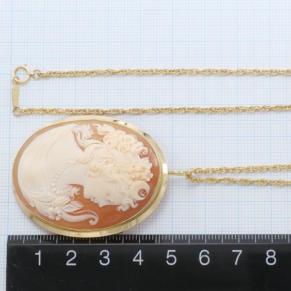 K18 Yellow Gold Necklace Brooch Shell Cameo