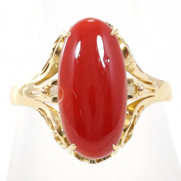 K18 Yellow Gold Coral Ring