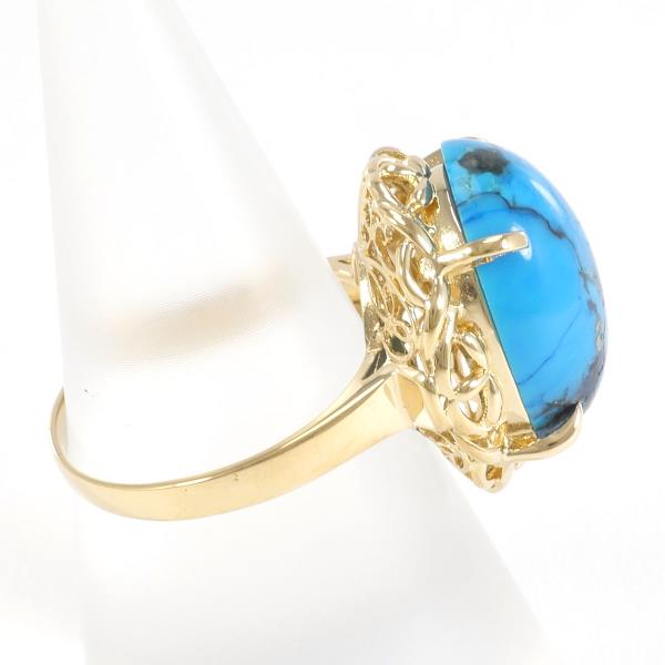 K18 Yellow Gold Ring with Turquoise, Size 15, Weight 6.1g (Stylish, Women's Used Jewelry)