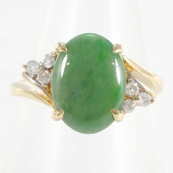 K18 Yellow Gold Jade Ring 13 in Excellent Condition