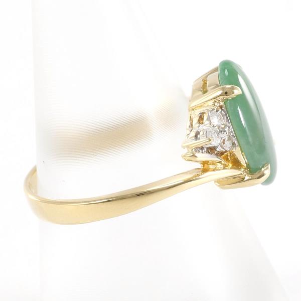 K18 Yellow Gold Ring with Jade 2.69ct and Diamond 0.13ct, Size 13, Weight 4.1g (Premium, Used Women's Jewelry)