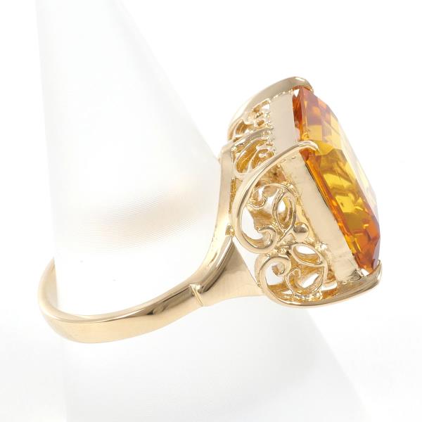 Distinguished Men's K18 Yellow Gold Ring with Citrine, Size 15