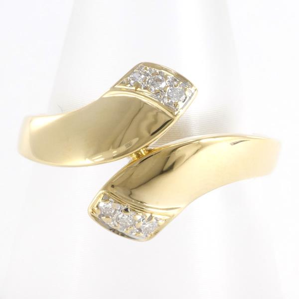 Classic K18 Yellow Gold and 0.06ct Diamond Ring, Size 13 for Women in Excellent Condition