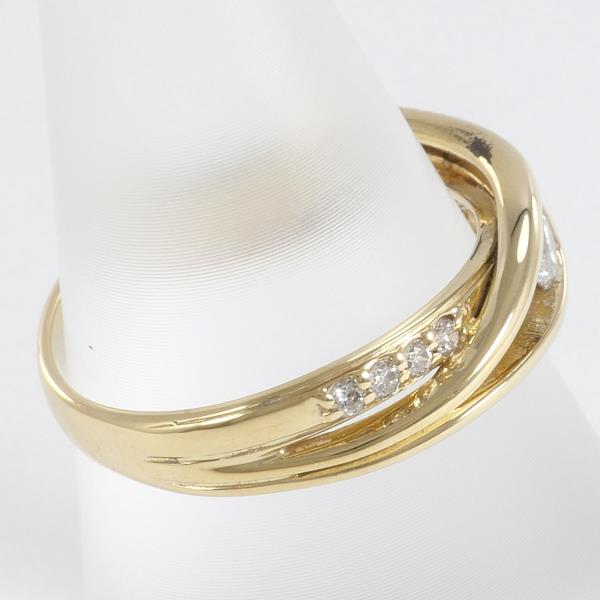 K18 Yellow Gold Ring with 0.152ct and 0.14ct Diamonds, Size 12, Weight Approx 2.9g, For Women in Excellent Condition