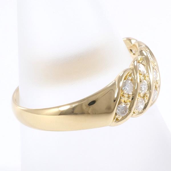 K18 Yellow Gold Ring with 0.34ct Diamond, Size 14, Weight Approx 3.2g, For Women in Excellent Condition