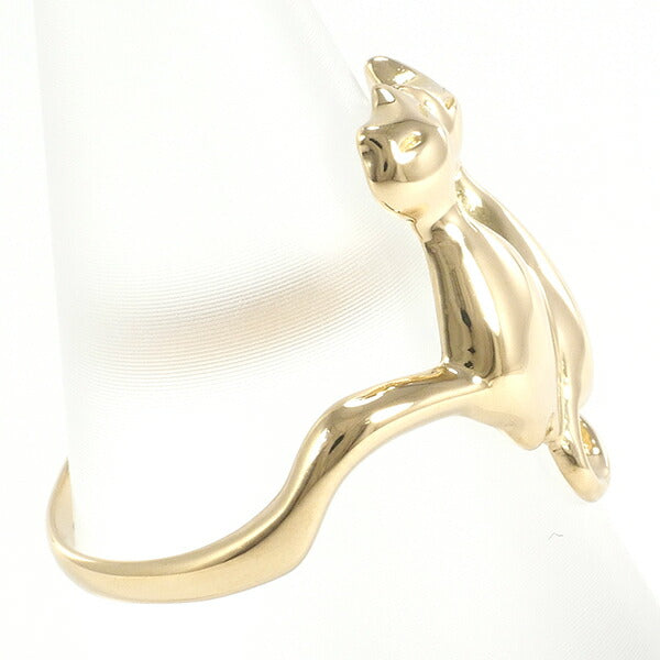 Cat Motif Ring in K18 Yellow Gold, Size 12.5 for Women