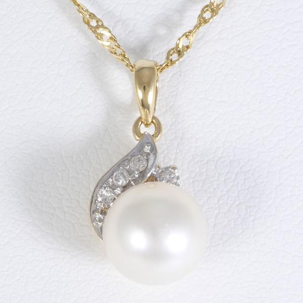 K18 Yellow Gold White Gold Pearl Necklace in Excellent Condition