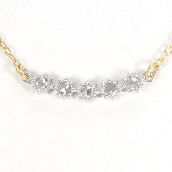 K18 Yellow Gold White Gold Diamond Necklace in Excellent Condition